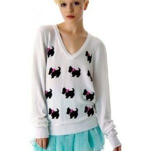 Wildfox V Neck Scottie Sweater M NWOT